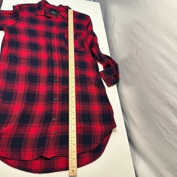 Rails Womens M Bianca Button Up Shirt Dress Plaid Red Long Sleeve Casual Flannel - Picture 8 of 10
